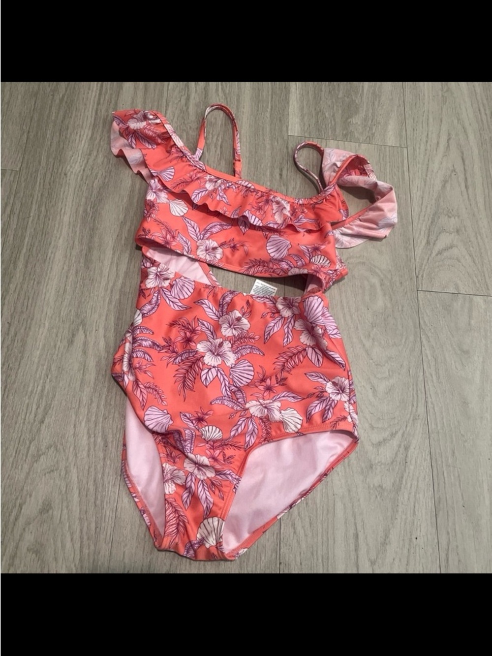 art class Coral and Light Pink Floral Swimwear Top